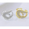 Inel elegant reglabil din argint, dama, argint 925 rodiat/argint 925 placat cu aur, bijuterii elegante din argint pentru femei, lat cu zirconii albe, argintiu/auriu, 5,24 gr