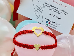 Legătura magică - Seturi asortate de brățări aur 14k cu snur roșu pentru mame și copii de la Modart.ro : set mama-fiica, set mama-bebelus, set mama-fiu