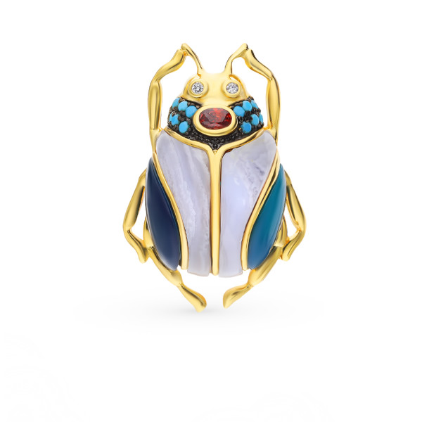 Brosa din argint placat cu aur, martisor bondar argint aurit, cadou martie femei, cadou martisor profesoara, auriu, 8 gr