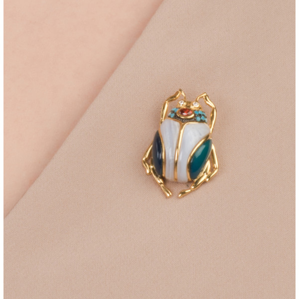 Brosa din argint placat cu aur, martisor bondar argint aurit, cadou martie femei, cadou martisor profesoara, auriu, 8 gr