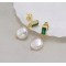 Cercei argint cu piatra verde si perle de cultura baroc, cercei eleganti, cercei argint placati cu aur cu perle, bijuterii fine din argint si perle, dama, 3,69 gr