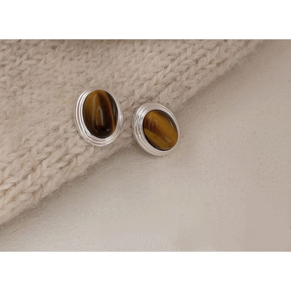 Cercei Rotunzi din Argint 925 cu Ochi de Tigru: Eleganță Retro și Energie Protectoare, cercei argint eleganti, dama, argintiu, 6,03 gr Cercei Rotunzi din Argint 925 cu Ochi de Tigru: Eleganță Retro și Energie Protectoare, cercei argint eleganti, dama, argintiu, 6,03 gr
