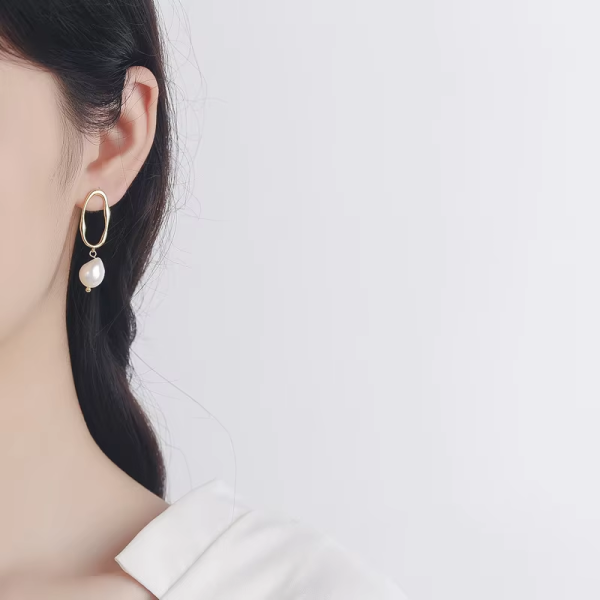 Cercei Minimaliști din Argint 925 cu Perle de Cultură, dama, argint 925 rodiat sau argint placat cu aur, cercei perle cultura, argintiu/auriu, 3,79 gr