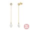 Cercei lungi argint cu perle naturale, dama, argint 925 rodiat/argint 925 placat cu aur galben, cercei perle mirese, argintiu/auriu, 2,30 gr