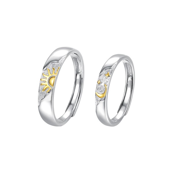 Set verighete argint, set inele argint, inele argint reglabile, inele barbati argint, inele cuplu argint nunta argint, inel soare luna, 4,73 gr