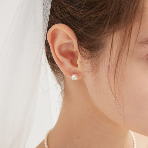 Cercei perla naturala de cultura si argint, cercei perla simpli, dama, argint 925/ argint 925 placat cu aur, perla 4-6 cm, 0,87 gr