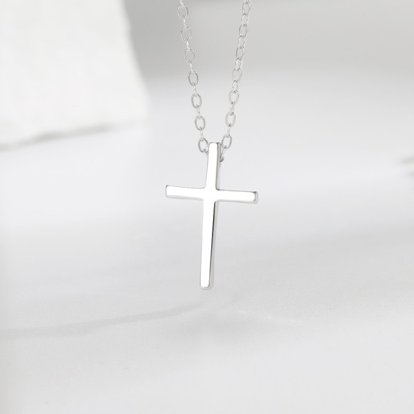 Lănțișor Cruce Argint 925 – Bijuterie Minimalistă pentru Femei și Copii, lantisor cruce baiat, lantisor cruce fetita, Argint Rodiat sau Placat cu Aur, 1,62 gr