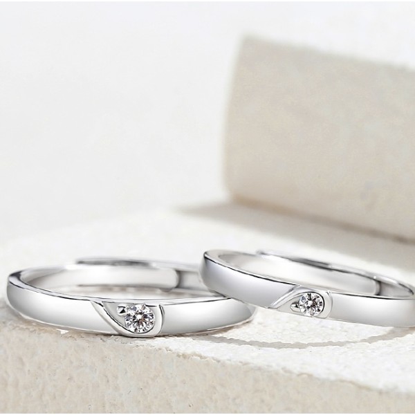 Set Verighete din Argint 925 Reglabile „Two Souls, One Heart” – Inele Cuplu 3,41 g