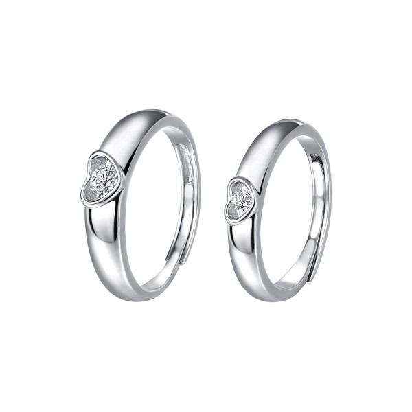 Set Verighete din Argint 925 Reglabile „Inimă Împletită” cu Zirconiu – Inele Cuplu Silver, 4,58 g