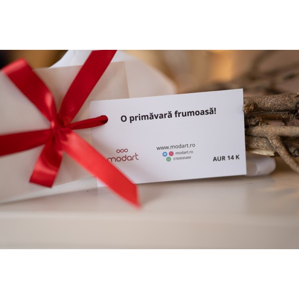 Martisor aur ghiocel tip bratara din aur 14 k cu snur reglabil, dama/copil, aur 14k, snur matase, mini figurina banut 0,6 cm cu ghiocel decupat, aur galben