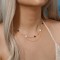Colier Dublu Trifoi din Argint Placat cu Aur sau Argint Rodiat cu Trifoi din Sidef Natural Mother of Pearl – Lănțișor Trifoi Elegant cu Biluțe pentru Femei, 3,19 gr