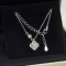 Lănțișor Argint cu Trifoi din Sidef Natural Mother of Pearl și Zirconiu – Van Luxy White, lănțișor cu Trifoi Mother of Pearl din Argint, argintiu/auriu, 1,95 gr