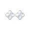 Cercei Trifoi din Argint Rodiat cu Sidef Natural Mother of Pearl, cercei flower clover alb din argint rodiat, bijuterii sidef, 1,4 cm, 3,42 gr