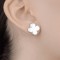 Cercei Trifoi din Argint Rodiat cu Sidef Natural Mother of Pearl, cercei flower clover alb din argint rodiat, bijuterii sidef, 1,4 cm, 3,42 gr