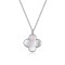 Colier din Argint cu Pandantiv Trifoi și Sidef Natural Mother of Pearl, Lănțișor Trifoi Premium din Argint Rodiat White Clover Flower, 40+5 cm, 3, 46 gr