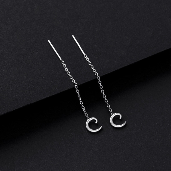 Cercei lungi fir cu nume din argint 925, dama, personalizat cu initiala, argintiu, 0,52 gr Cercei lungi fir cu nume din argint 925, dama, personalizat cu initiala, argintiu, 0,52 gr