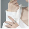 Inel elegant reglabil din argint, dama, argint 925 rodiat/argint 925 placat cu aur, bijuterii elegante din argint pentru femei, lat cu zirconii albe, argintiu/auriu, 5,24 gr