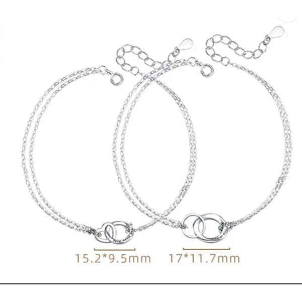 Set 2 bratari din argint personalizate pentru cupluri, set de familie dama/barbat, argint 925, cercul infinit cu mesaj, love never dies, cristale albe, lant dublu, argintiu, 5,50 gr Set 2 bratari din argint personalizate pentru cupluri, set de familie dama/barbat, argint 925, cercul infinit cu mesaj, love never dies, cristale albe, lant dublu, argintiu, 5,50 gr