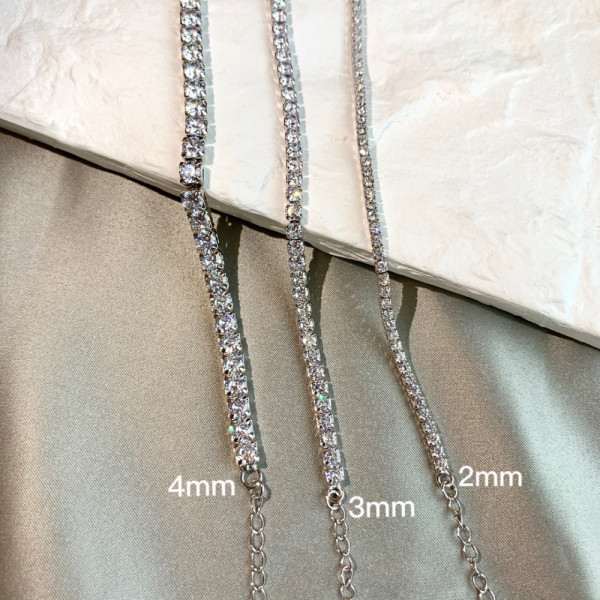 Colier tennis 3 mm argint, dama, argint 925, pietre 3 mm, inchidere reglabila, 9,62gr Colier tennis 3 mm argint, dama, argint 925, pietre 3 mm, inchidere reglabila, 9,62gr