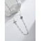 Lantisor talisman argint cu simbol deochi si cruciulita cu cristale si bile, lantisoare argint cruce, dama, argint 925, cross evil eye, 40+5 cm, argintiu, 3,32 gr