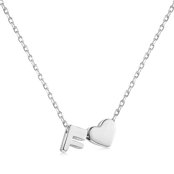 Lantisor nume argint, lantisor initiala argint, dama, personalizat cu initiala si inima, lungime reglabila, argintiu, 2,44 gr Lantisor nume argint, lantisor initiala argint, dama, personalizat cu initiala si inima, lungime reglabila, argintiu, 2,44 gr