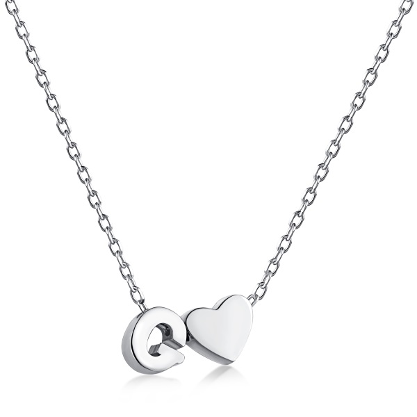 Lantisor nume argint, lantisor initiala argint, dama, personalizat cu initiala si inima, lungime reglabila, argintiu, 2,44 gr Lantisor nume argint, lantisor initiala argint, dama, personalizat cu initiala si inima, lungime reglabila, argintiu, 2,44 gr