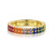 Inel argint, dama, argint 925 placat cu aur, tennis dublu, multicolor, auriu, 3,03 gr