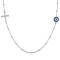 Lantisor talisman argint cu simbol deochi si cruciulita cu cristale si bile, lantisoare argint cruce, dama, argint 925, cross evil eye, 40+5 cm, argintiu, 3,32 gr