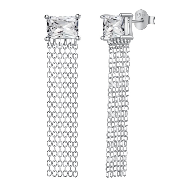 Cercei lungi din argint rodiat si cristal alb, cercei lungi din argint, bijuterii de ocazie, cercei lungi eleganti, argint 925, 8*37 mm, 2,10 gr Cercei lungi din argint rodiat si cristal alb, cercei lungi din argint, bijuterii de ocazie, cercei lungi eleganti, argint 925, 8*37 mm, 2,10 gr