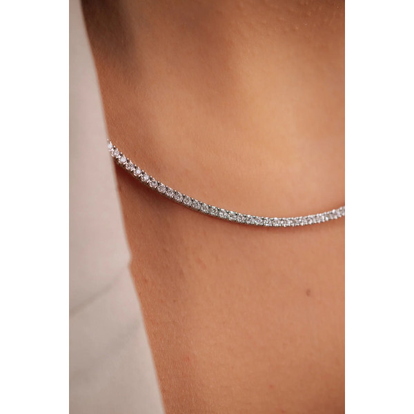 Colier tennis 3 mm argint, dama, argint 925, pietre 3 mm, inchidere reglabila, 9,62gr Colier tennis 3 mm argint, dama, argint 925, pietre 3 mm, inchidere reglabila, 9,62gr