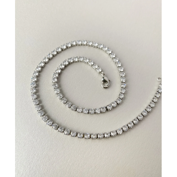 Colier tennis 3 mm argint, dama, argint 925, pietre 3 mm, inchidere reglabila, 9,62gr Colier tennis 3 mm argint, dama, argint 925, pietre 3 mm, inchidere reglabila, 9,62gr